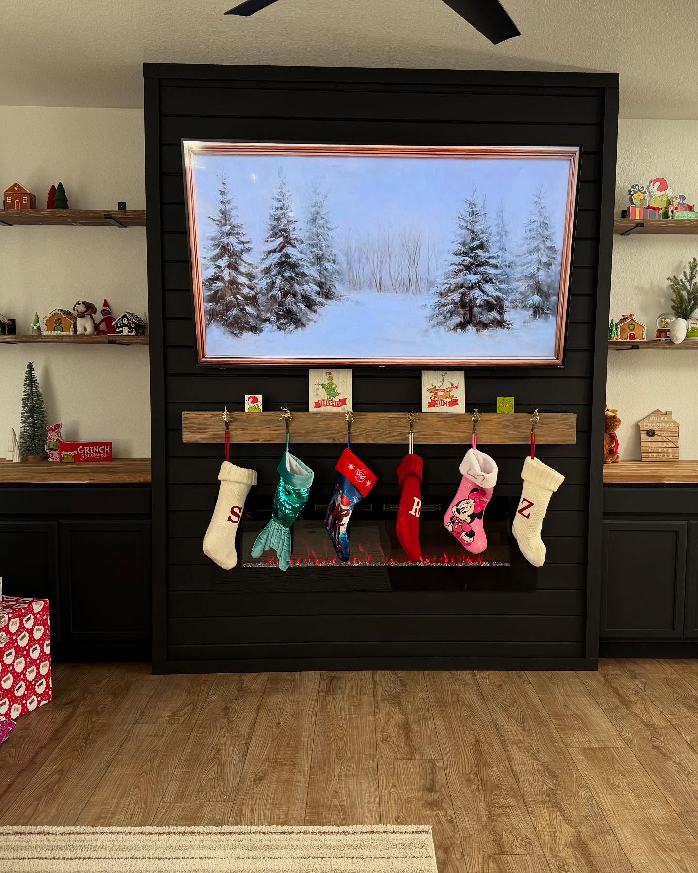 Custom built-ins with fireplace completed by Mountain Ridge Renovations