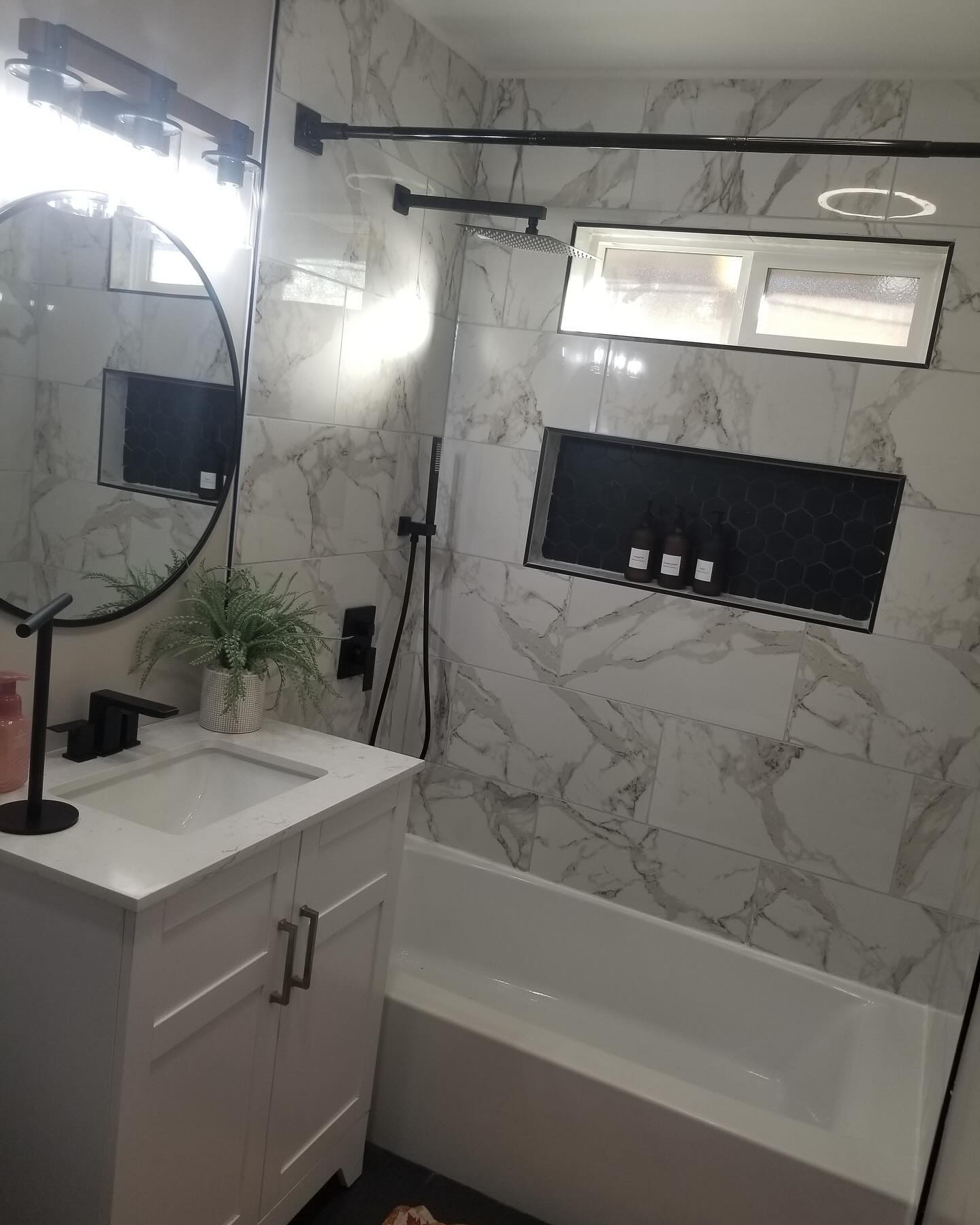 Finished bathroom tile and shower renovation by Mountain Ridge Renovations LLC