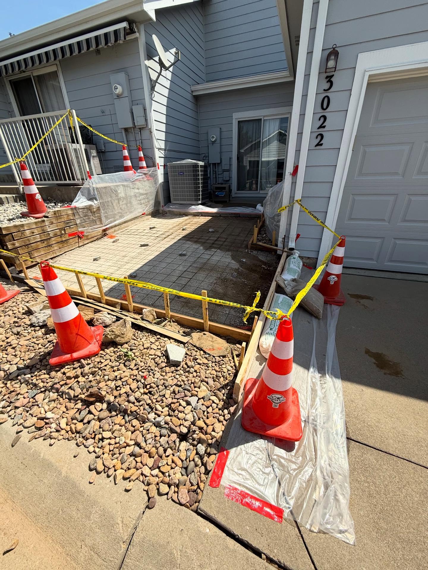 Stamped concrete and fence upgrade preparation by Mountain Ridge Renovations